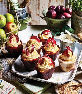Plum and coconut muffins