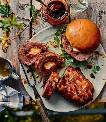 ‘Fatty’ meatloaf with bacon, cheese and tomato relish  