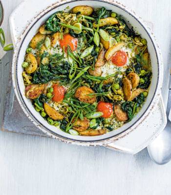 Summer greens shakshuka