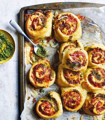 Cheese and pesto swirls