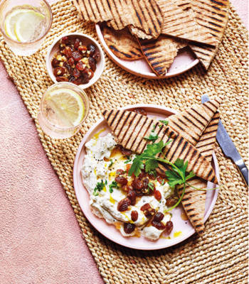 Whipped Greek cheese with pickled sultanas