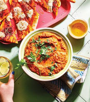 Muhammara with spicy cheese flatbreads