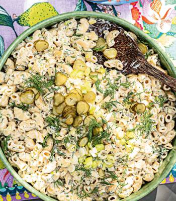 Dill pickle macaroni salad