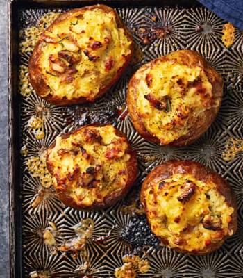 Sausage and mash jacket potatoes 