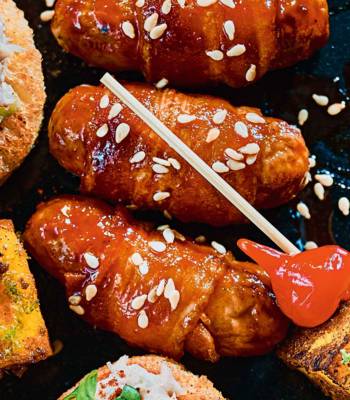 Sticky gochujang pigs in blankets