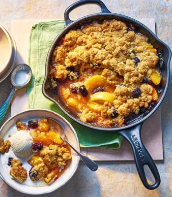 Peach and blackberry cobbler