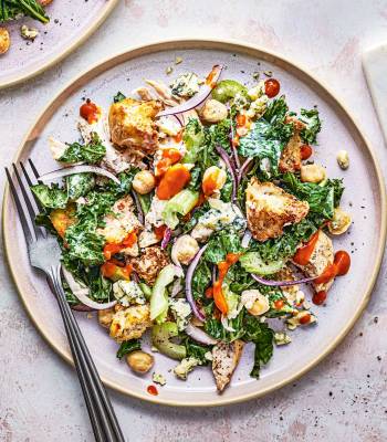 Buffalo chicken, celery and kale salad