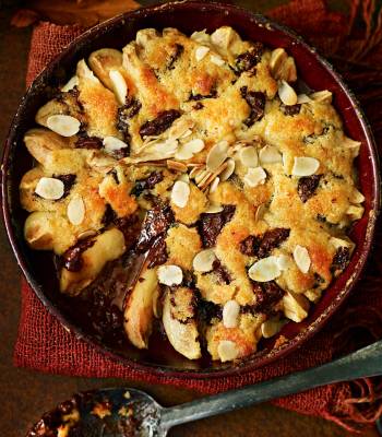 Pear, ginger and chocolate cobbler