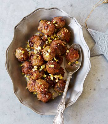 Pork, prune and pistachio stuffing balls