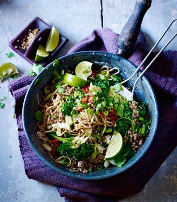 Kale, pork and sesame stir-fry 