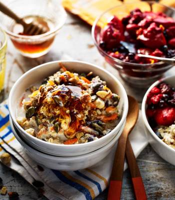Bircher-style muesli with ruby red fruit
