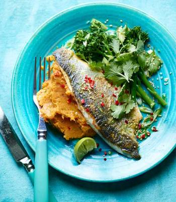 Pan-fried lime and ginger sea bass