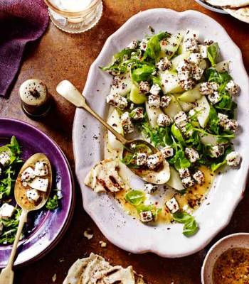 Melon and marinated feta salad