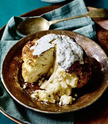 Moroccan-spiced roasted cauliflower with a yogurt-mint dressing 
