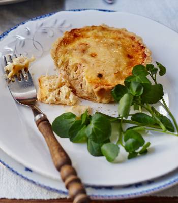 Deep-filled crab, saffron and Parmesan tartlets 