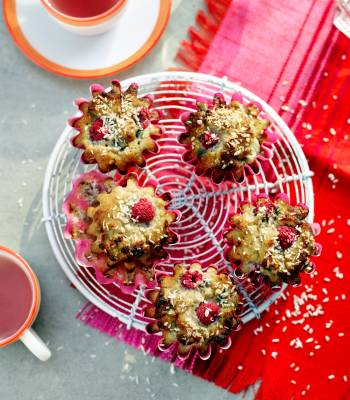 Raspberry and coconut muffins