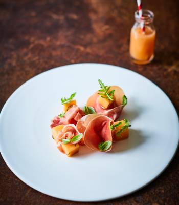 Serrano ham and basil-infused melon 