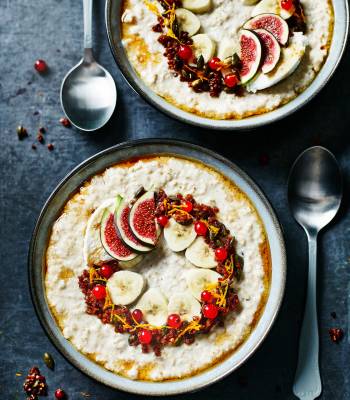 Vanilla porridge with toasted buckwheat and ricotta