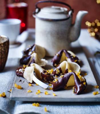 Chocolate and orange fortune cookies