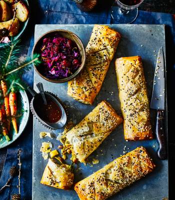 Spiced parsnip and cashew strudels 