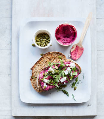 Beetroot and goats' cheese open sandwich
