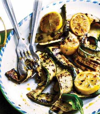 Griddled courgettes with lemon and garlic