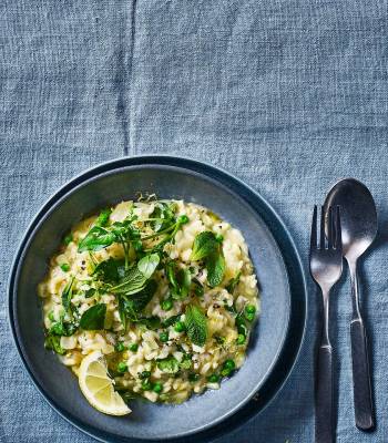 Vegan pea and watercress risotto