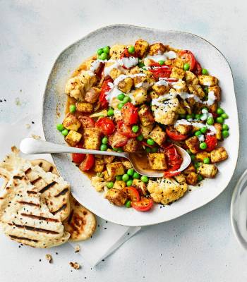 Paneer, pea and cauliflower curry