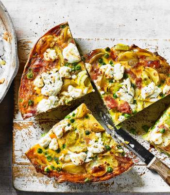 Pea, ham and goats' cheese tortilla