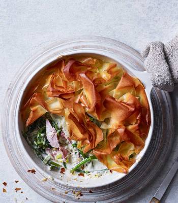 Speedy ham and greens pie