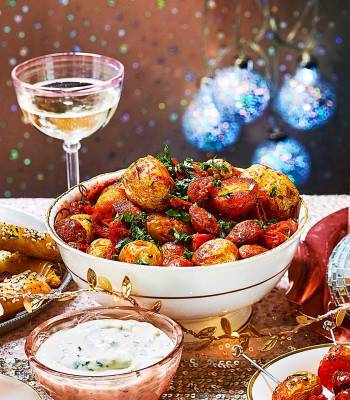 Smoky chorizo and tomato potatoes with parsley aioli