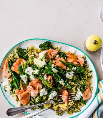 Salmon and spring veg orzo