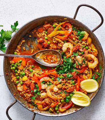 Smoky prawn and chorizo ‘paella’