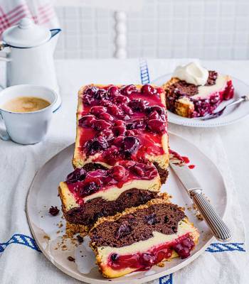 Cherry brownie cheesecake loaf