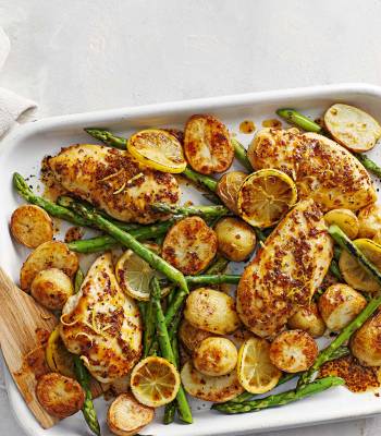 Maple mustard chicken traybake