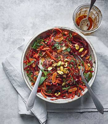 Moroccan-style beetroot, carrot and pistachio slaw 