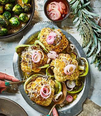Roast baby cauliflowers with pickled shallots