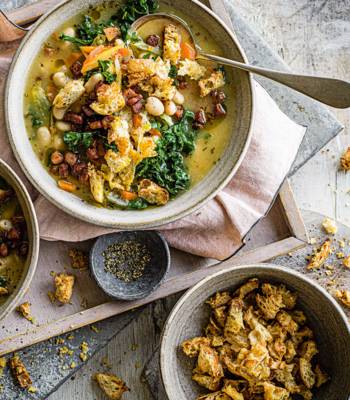 White bean, pancetta and kale soup