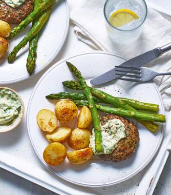 Salsa verde lamb burgers