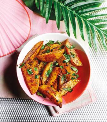 Herby garlic butter potato wedges