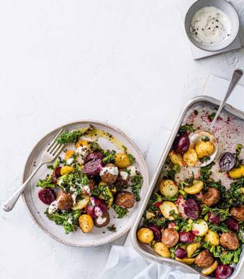 Scandi meatball traybake