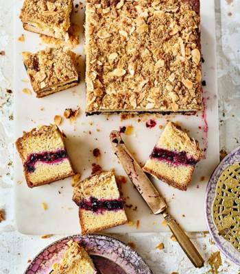 Apple and Black Forest fruit crumble cake