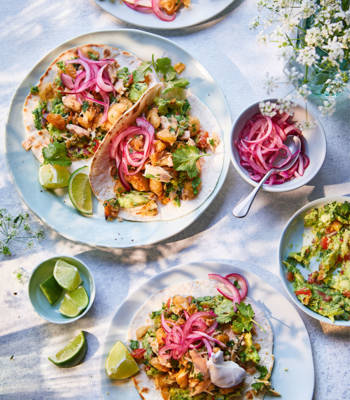 Tuna and crispy bean tacos