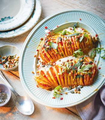 Hasselback roast squash with whipped feta