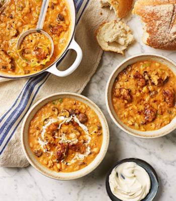 Sausage, pale-ale and bean soup