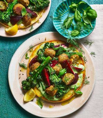 Sponsored: falafel and green tahini flatbreads