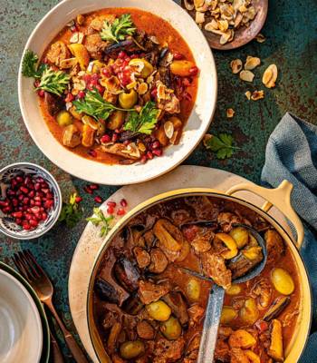 Harissa lamb and aubergine stew