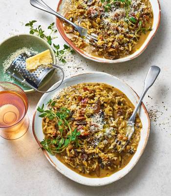 Risotto with mushrooms and speck