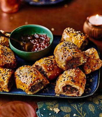 Blue cheese and pickled walnut sausage rolls