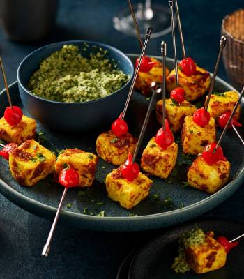 Golden paneer with coriander chutney